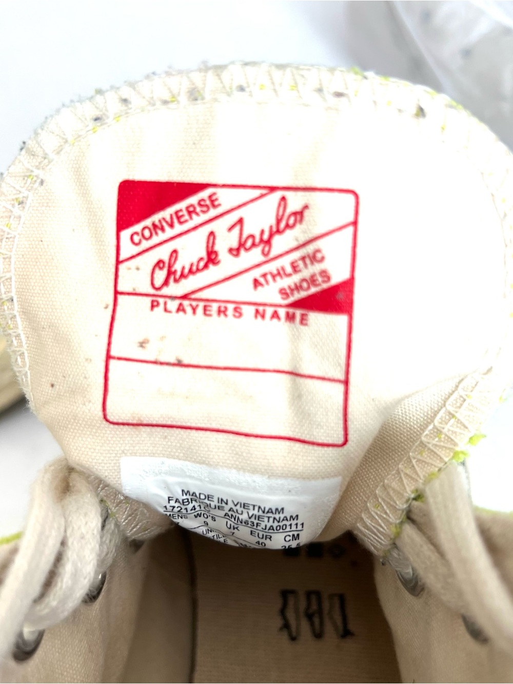 Chuck Taylor Converse High Top Sneakers - Neon Lime Canvas Unisex Men 7 Women 9 - Picture 7 of 11